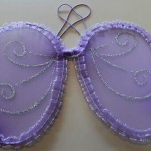Ankyo Girls Purple Butterfly Wings with Silver Glitter Designs and Ruffle Trim
